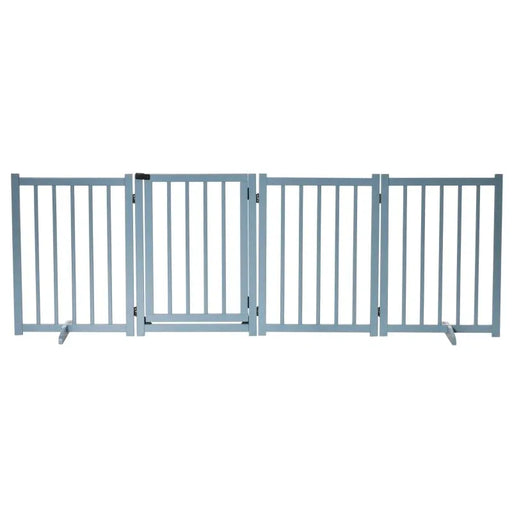 Foldable Wooden Pet Gate with 4 Panels in Blue - Little and Giant Explorers PawHut