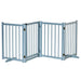 Foldable Wooden Pet Gate with 4 Panels in Blue - Little and Giant Explorers PawHut