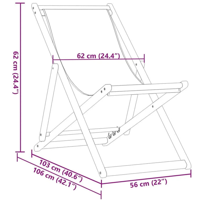 Folding Beach Chair in Blue and White and Solid Wood Eucalyptus - Little and Giant Explorers vidaXL