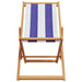 Folding Beach Chair in Blue and White and Solid Wood Eucalyptus - Little and Giant Explorers vidaXL