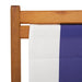 Blue and white striped folding beach chair with solid eucalyptus wood frame
