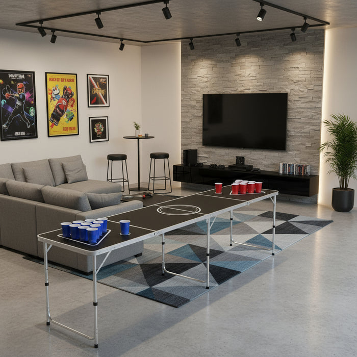 Folding Beer Pong Table with Cups and Balls 240cm - Little and Giant Explorers vidaXL