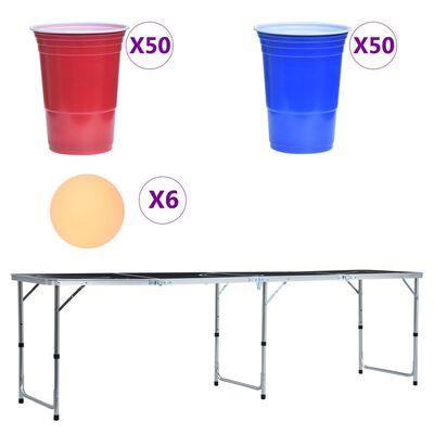 Folding Beer Pong Table with Cups and Balls 240cm - Little and Giant Explorers vidaXL