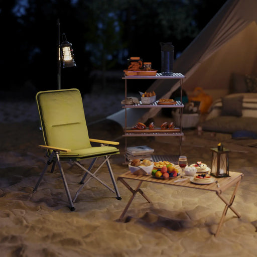 Portable Camping Chair with Padded Seat and Carry Bag in Green - Little and Giant Explorers Outsunny