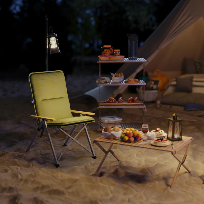 Portable Camping Chair with Padded Seat and Carry Bag in Green - Little and Giant Explorers Outsunny