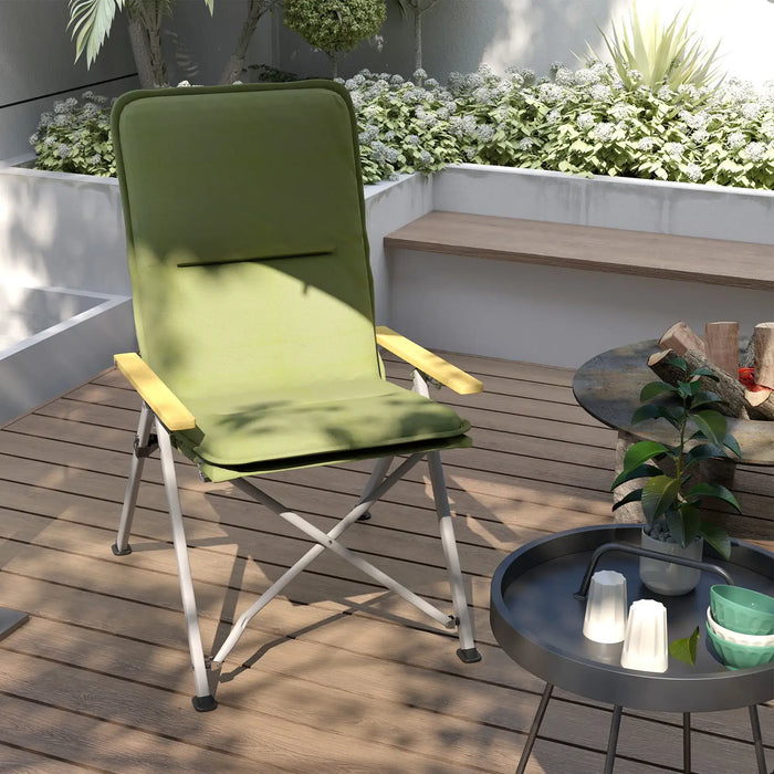 Portable Camping Chair with Padded Seat and Carry Bag in Green - Little and Giant Explorers Outsunny