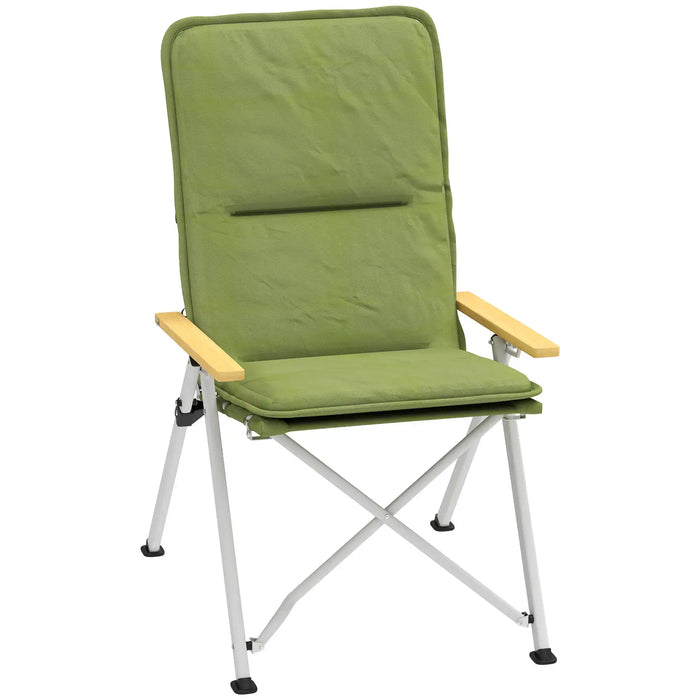 Portable Camping Chair with Padded Seat and Carry Bag in Green - Little and Giant Explorers Outsunny