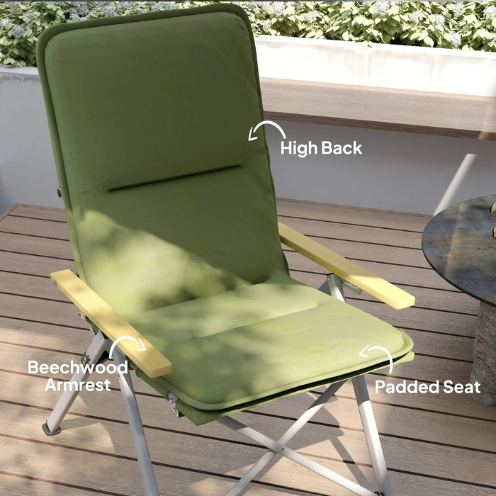 Portable Camping Chair with Padded Seat and Carry Bag in Green - Little and Giant Explorers Outsunny