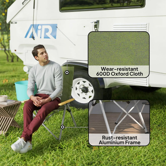 Portable Camping Chair with Padded Seat and Carry Bag in Green - Little and Giant Explorers Outsunny