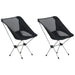 Set of 2 lightweight black folding camping chairs with aluminum frames