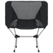 Lightweight black folding camping chair with mesh back and aluminium frame