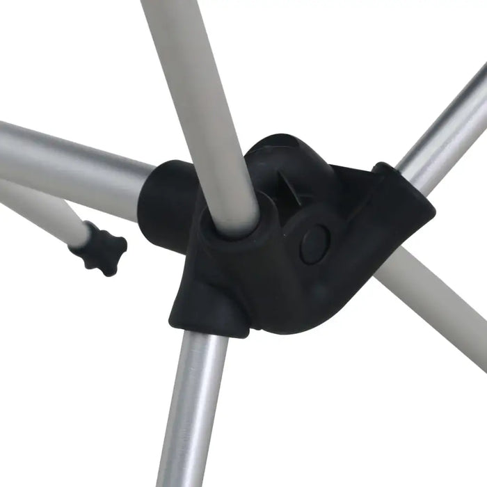 Close-up of lightweight aluminium folding camping chair frame joint