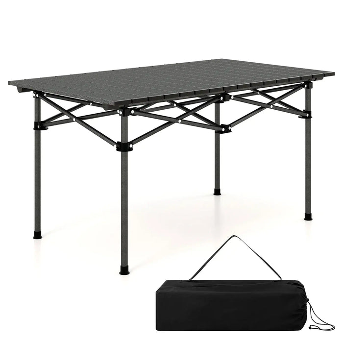 Folding Camping Table – Black | Portable Aluminium Roll-Up Picnic Table with Carry Bag COSTWAY - Little and Giant Explorers Costway