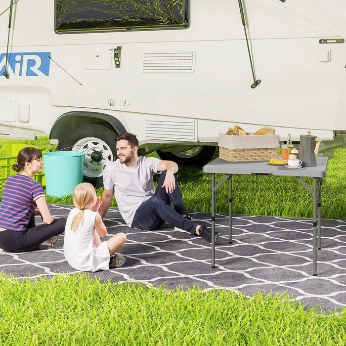 Folding Camping Table – Gey | Portable Picnic Table - Adjustable Height and Carry Handle OUTSUNNY - Little and Giant Explorers Outsunny
