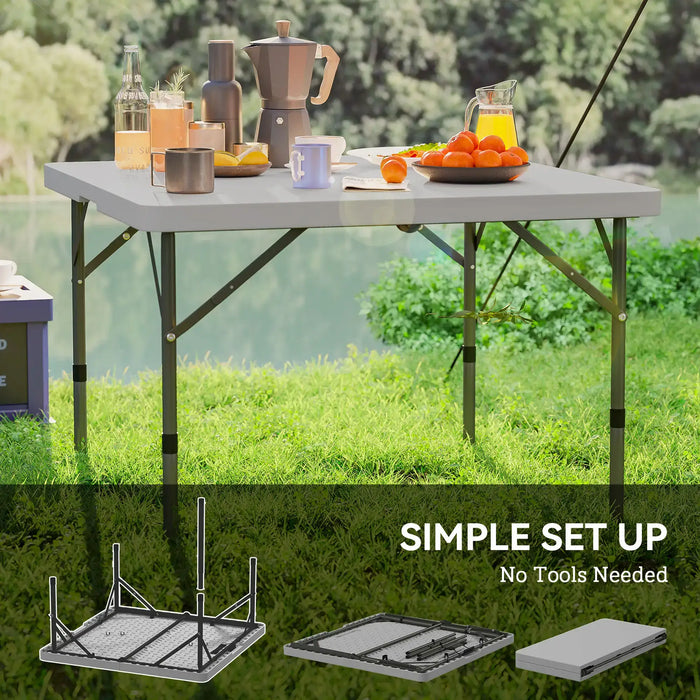 Folding Camping Table – Gey | Portable Picnic Table - Adjustable Height and Carry Handle OUTSUNNY - Little and Giant Explorers Outsunny