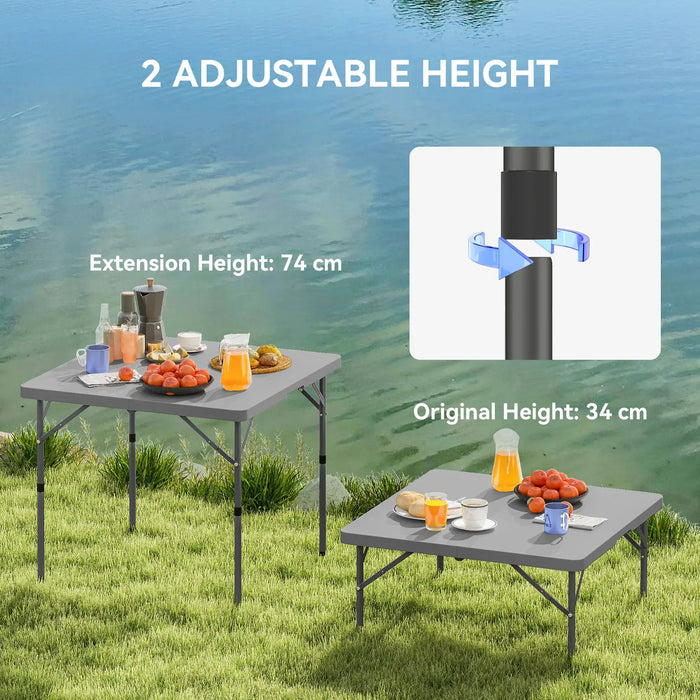Folding Camping Table – Gey | Portable Picnic Table - Adjustable Height and Carry Handle OUTSUNNY - Little and Giant Explorers Outsunny