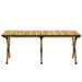 Folding camping table with natural wood effect and steel legs on white background