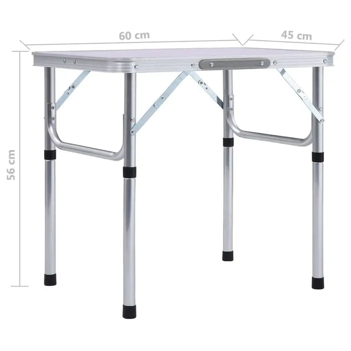 Lightweight aluminium folding camping table with measurements, portable picnic table