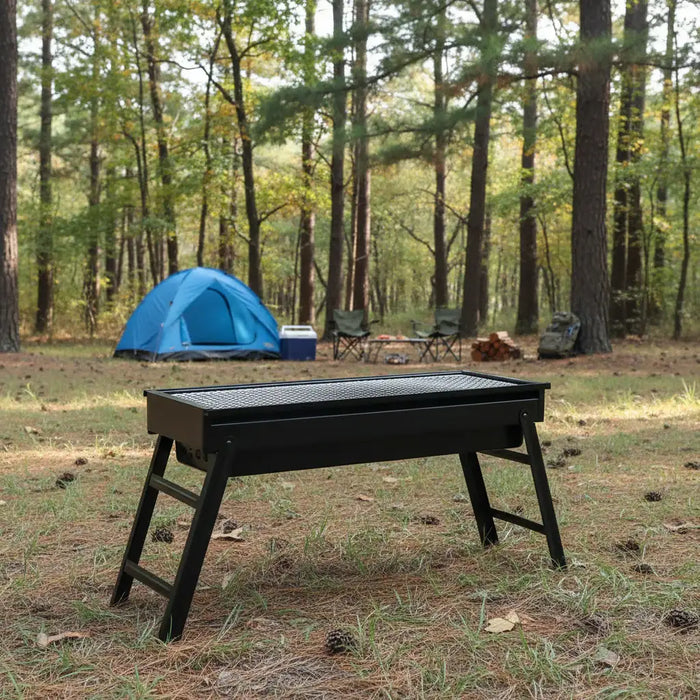 Folding Charcoal BBQ Grill | Portable Outdoor Barbecue - Folding Steel Tabletop VIDAXL - Little and Giant Explorers vidaXL