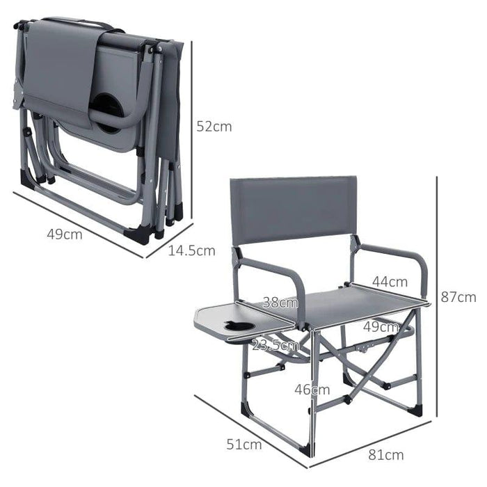 Folding Directors Camping Chair with Side Table - Little and Giant Explorers Outsunny