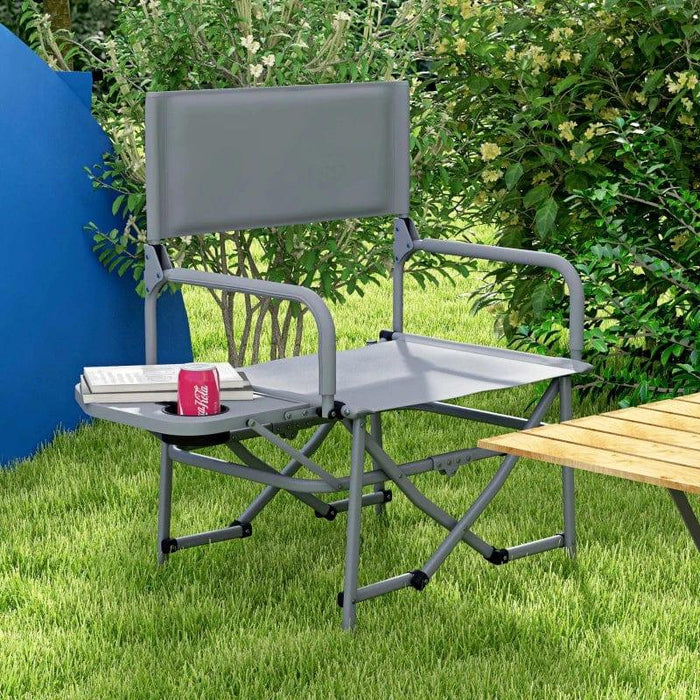 Folding Directors Camping Chair with Side Table - Little and Giant Explorers Outsunny