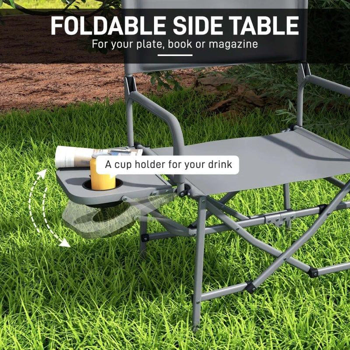 Folding Directors Camping Chair with Side Table - Little and Giant Explorers Outsunny