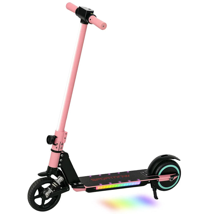 Folding Electric Scooter with LED Colourful Lights and Display in Pink - Little and Giant Explorers SPORTNOW