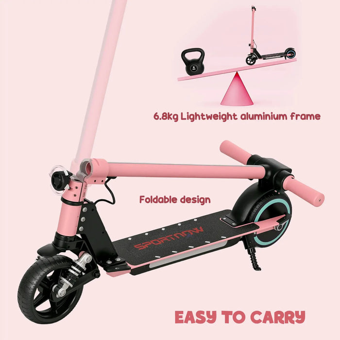 Folding Electric Scooter with LED Colourful Lights and Display in Pink - Little and Giant Explorers SPORTNOW