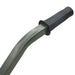 Close-up of green folding fishing trolley steel handle with black grip