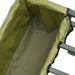 Green folding fishing trolley with heavy-duty steel frame and fabric interior