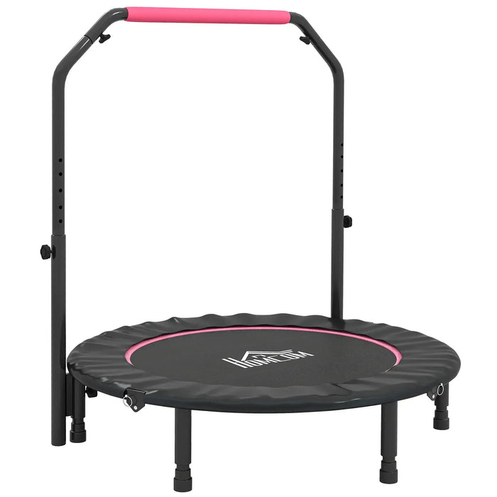 Folding Fitness Trampoline – Pink | 114cm Rebounder with 4-Level Adjustable Handle HOMCOM - Little and Giant Explorers