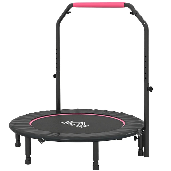 Folding Fitness Trampoline – Pink | 114cm Rebounder with 4-Level Adjustable Handle HOMCOM - Little and Giant Explorers
