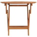 Round solid teak folding garden table with wood grain detail, shown against a white background.