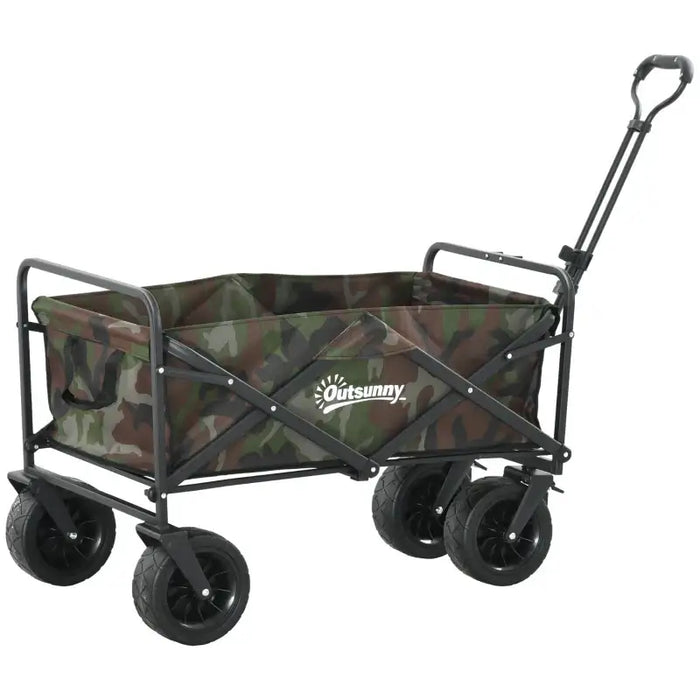 Folding Garden Trolley – Camouflage | 95L Capacity - Telescopic Handle OUTSUNNY - Little and Giant Explorers Outsunny