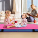 Folding Gymnastic Mat with PU Leather Cover and Carrying Handles in Pink - Little and Giant Explorers Costway