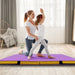 Folding Gymnastic Mat with PU Leather Cover and Carrying Handles in Purple - Little and Giant Explorers Costway