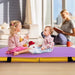 Folding Gymnastic Mat with PU Leather Cover and Carrying Handles in Purple - Little and Giant Explorers Costway