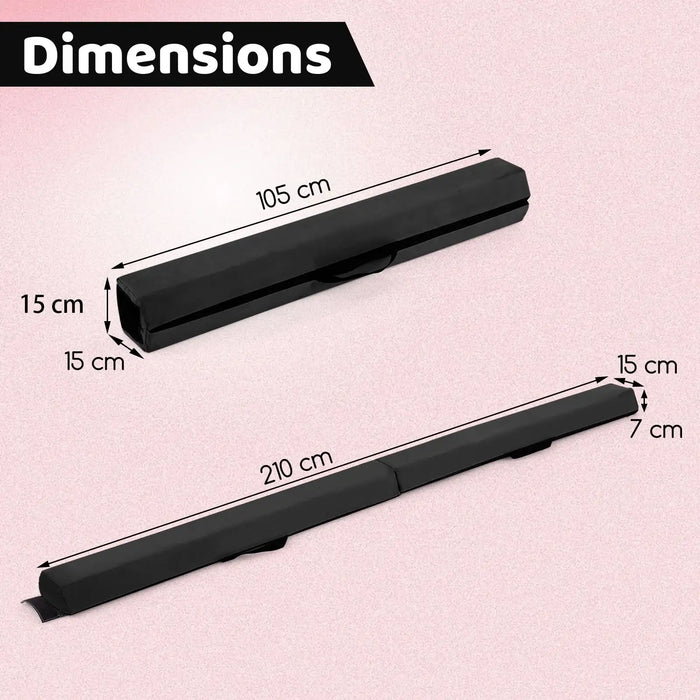 Folding Gymnastics Balance Beam – Black | 210cm Long - Foldable and Portable COSTWAY - Little and Giant Explorers Costway
