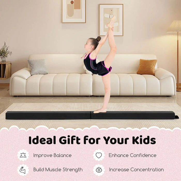 Folding Gymnastics Balance Beam – Black | 210cm Long - Foldable and Portable COSTWAY - Little and Giant Explorers Costway