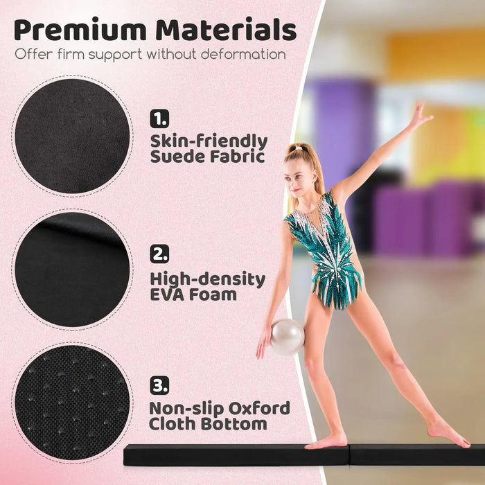Folding Gymnastics Balance Beam – Black | 210cm Long - Foldable and Portable COSTWAY - Little and Giant Explorers Costway