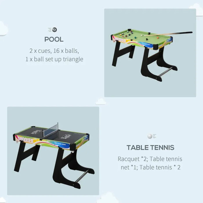 Folding Multi Gaming Table 4 in 1 Hockey, Football Table, Table Tennis and Billiard - Little and Giant Explorers HOMCOM