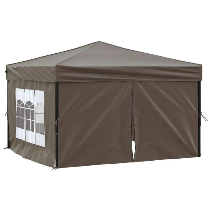 Folding Party Tent with Sidewalls in Taupe (3 x 3m) - Little and Giant Explorers vidaXL