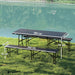 Folding Picnic Table and Bench Set with Rattan Effect - Little and Giant Explorers Outsunny