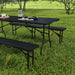 Folding Picnic Table and Bench Set with Rattan Effect - Little and Giant Explorers Outsunny