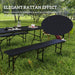 Folding Picnic Table and Bench Set with Rattan Effect - Little and Giant Explorers Outsunny