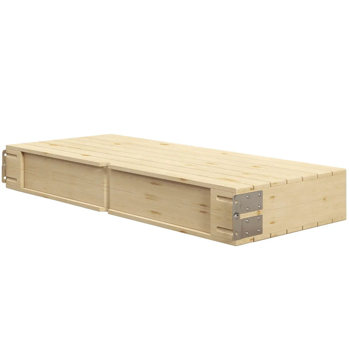 Folding Picnic Table and Chair Set – Natural Finish | Aluminium Frame and Parasol Hole OUTSUNNY - Little and Giant Explorers Outsunny