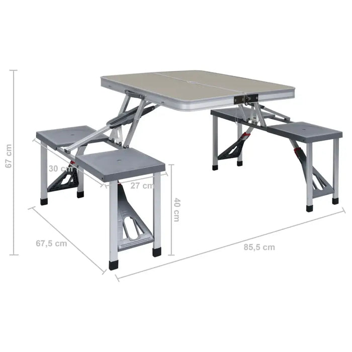 Folding Picnic Table Set – Silver | 4-Seater Camping Table with Carry Handle VIDAXL - Little and Giant Explorers vidaXL