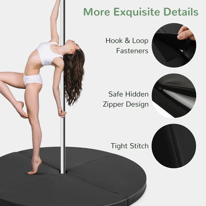 Folding Pole Dance Mat – Black | 59" Diameter Crash Mat with High-Density Foam COSTWAY - Little and Giant Explorers Costway