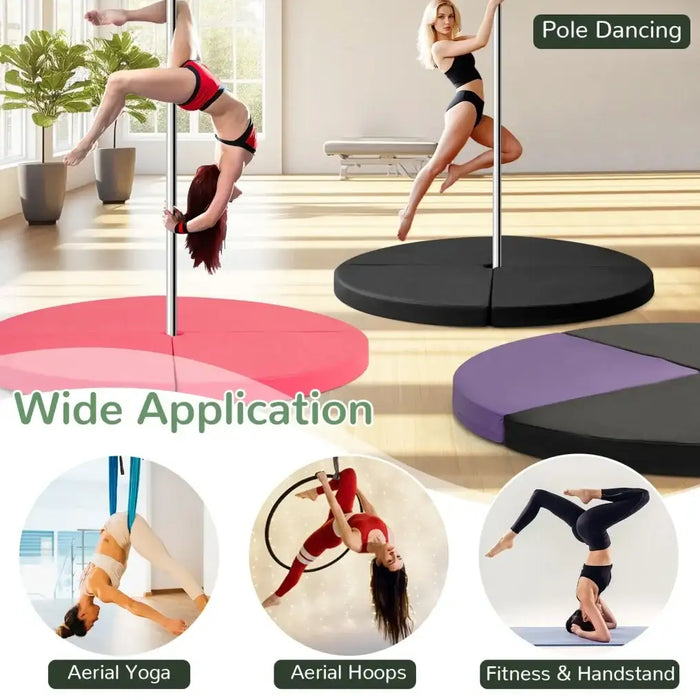 Folding Pole Dance Mat – Black | 59" Diameter Crash Mat with High-Density Foam COSTWAY - Little and Giant Explorers Costway