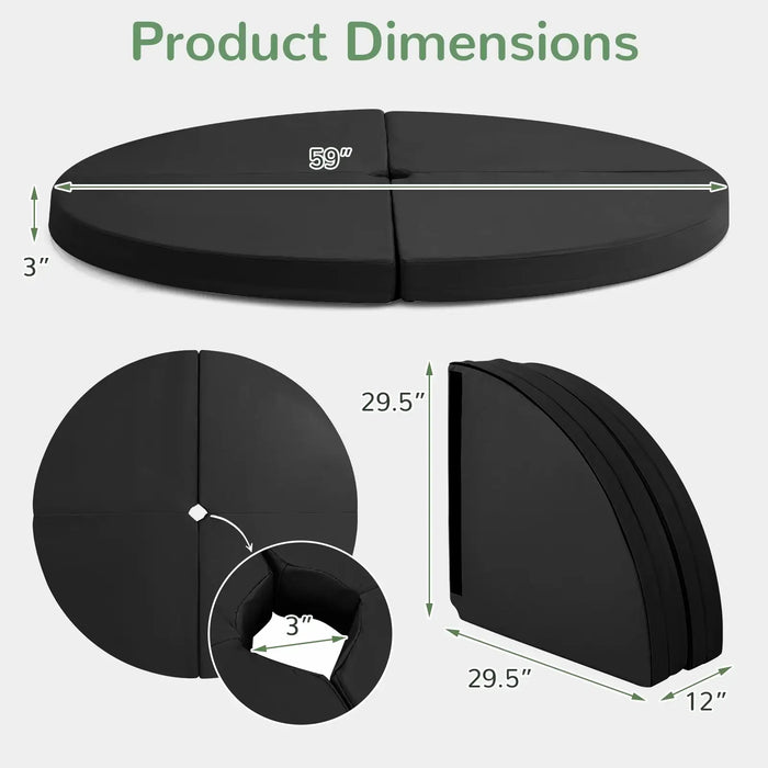 Folding Pole Dance Mat – Black | 59" Diameter Crash Mat with High-Density Foam COSTWAY - Little and Giant Explorers Costway